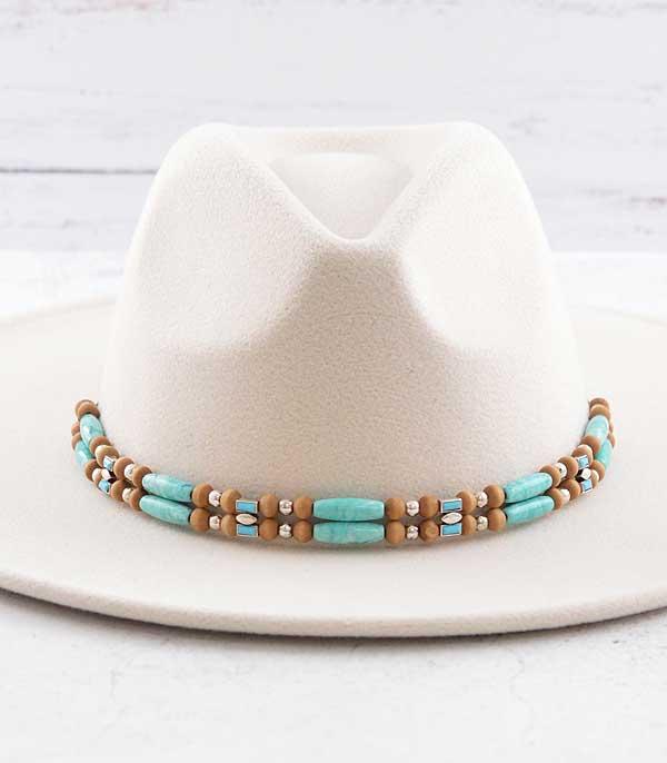 HATS I HAIR ACC :: HAT ACC I HAIR ACC :: Wholesale Turquoise Wooden Bead Hat Band