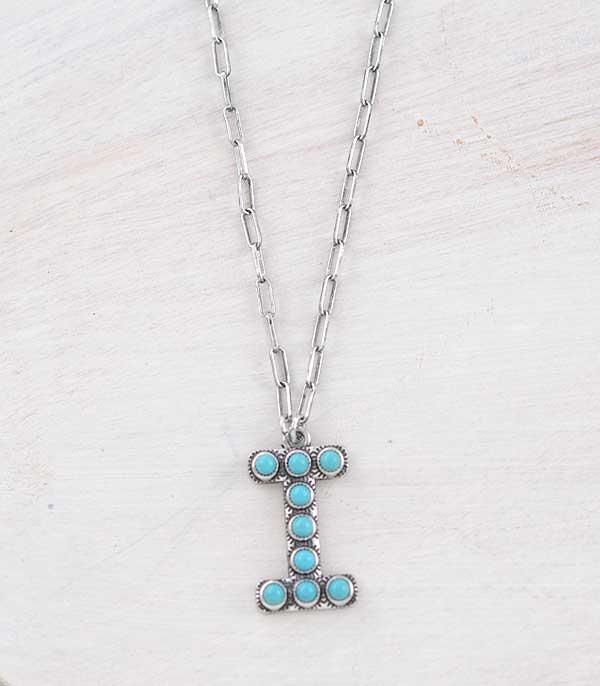 New Arrival :: Wholesale Turquoise Initial Pendant Necklace