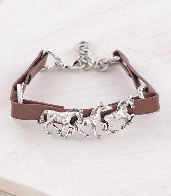 New Arrival :: Wholesale Western Horse Faux Leather Bracelet