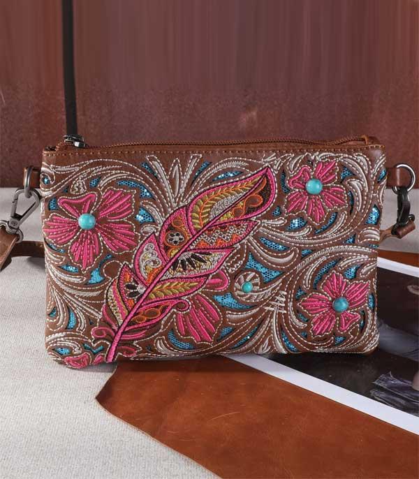 New Arrival :: Wholesale Montana West Feather Clutch Crossbody