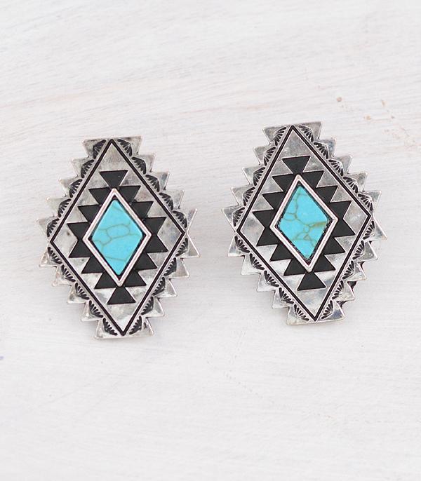 EARRINGS :: WESTERN POST EARRINGS :: Wholesale Western Aztec Turquoise Earrings