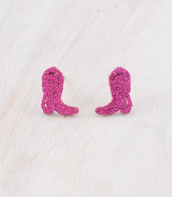 WHAT'S NEW :: Wholesale Glitter Cowboy Boot Stud Earrings