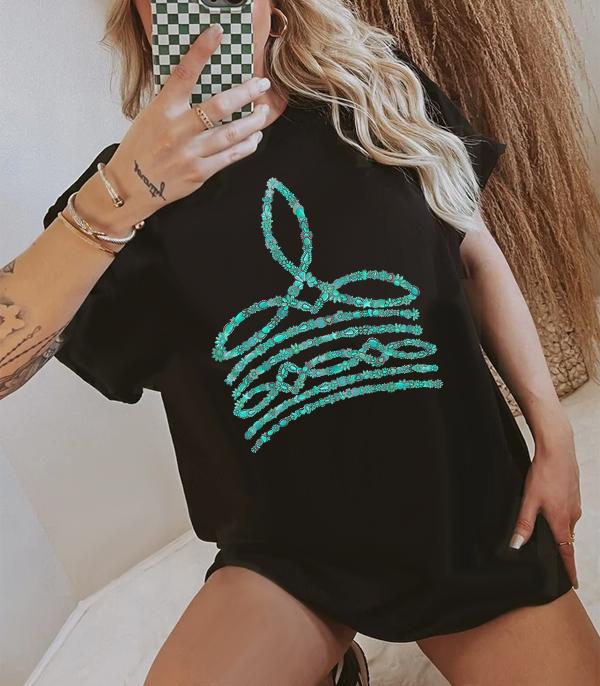GRAPHIC TEES :: GRAPHIC TEES :: Wholesale Turquoise Boot Stitch Oversized Tshirt
