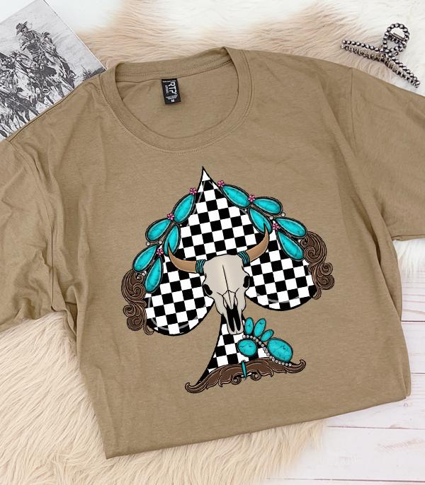 GRAPHIC TEES :: GRAPHIC TEES :: Wholesale Western Checkered Spade Oversized Tee