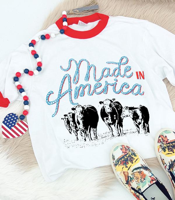 <font color=RED>RED,WHITE, AND BLUE</font> :: Wholesale Western Made In America Ringer Tee