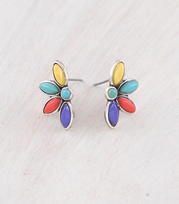 WHAT'S NEW :: Wholesale Western Multicolor Stone Stud Earrings