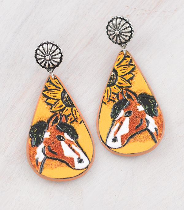 EARRINGS :: WESTERN POST EARRINGS :: Wholesale Western Horse Teardrop Earrings