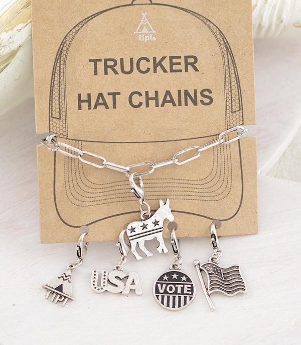 <font color=RED>RED,WHITE, AND BLUE</font> :: Wholesale Democratic Charm Hat Chain