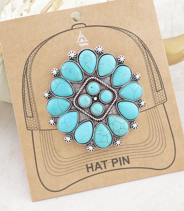 HATS I HAIR ACC :: HAT ACC I HAIR ACC :: Wholesale Western Turquoise Concho Hat Pin