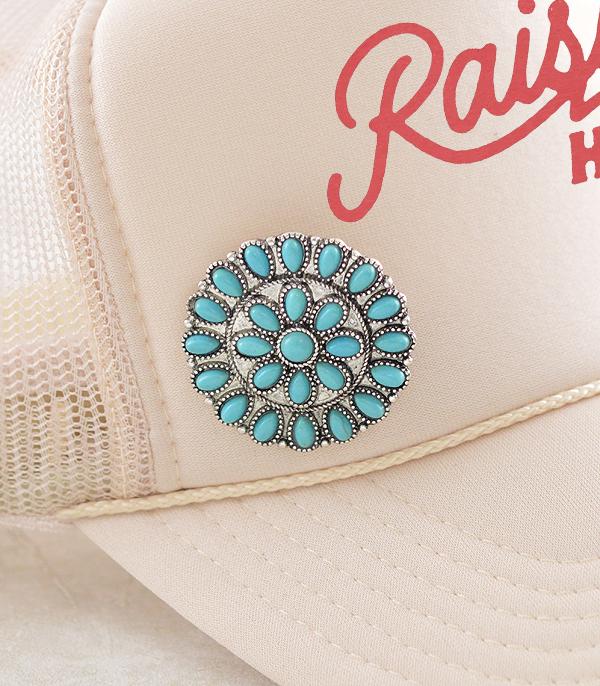 HATS I HAIR ACC :: HAT ACC I HAIR ACC :: Wholesale Western Turquoise Concho Hat Pin