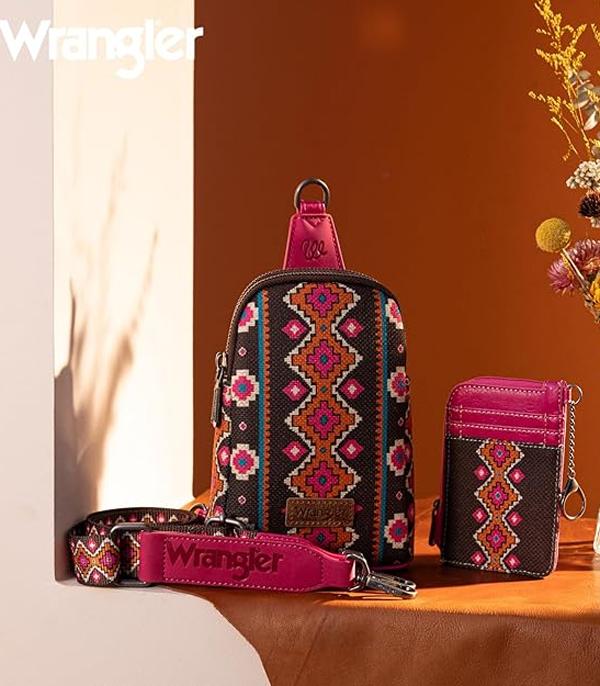 New Arrival :: Wholesale Wrangler Aztec Sling Bag Card Case Set