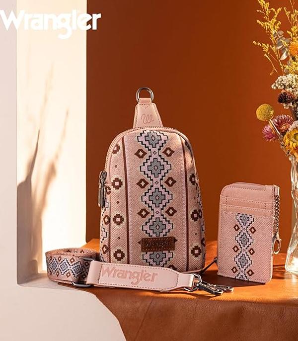 New Arrival :: Wholesale Wrangler Aztec Sling Bag Card Case Set