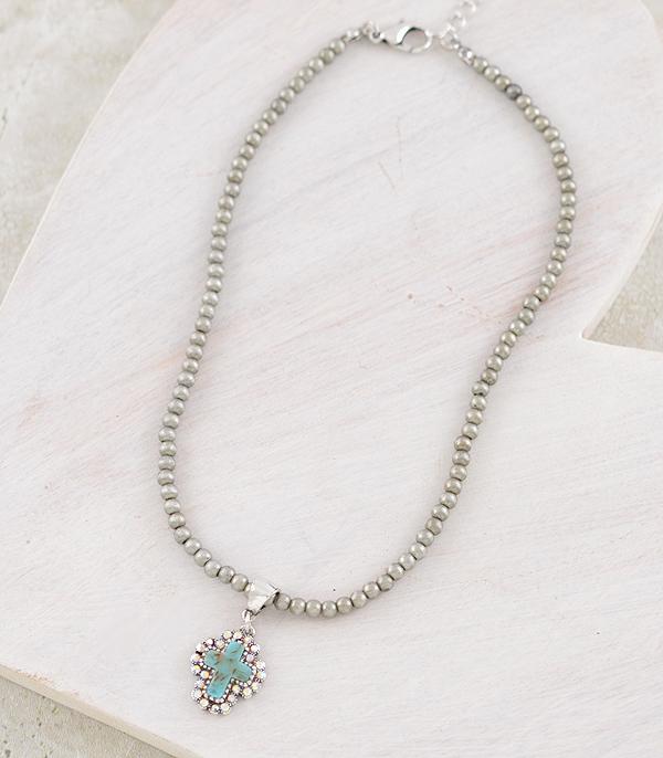 WHAT'S NEW :: Wholesale Turquoise Cross Navajo Pearl Choker 