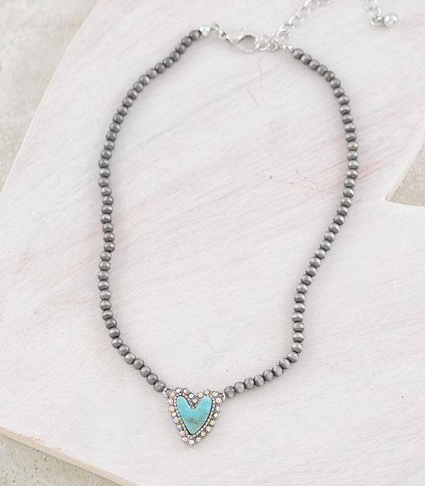NECKLACES :: CHOKER | INSPIRATION :: Wholesale Turquoise Heart Navajo Pearl Choker