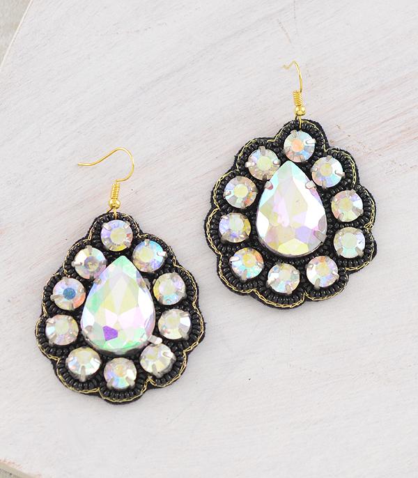 WHAT'S NEW :: Wholesale Iridescent Glass Stone Teardrop Earrings