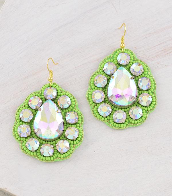 WHAT'S NEW :: Wholesale Iridescent Glass Stone Teardrop Earrings