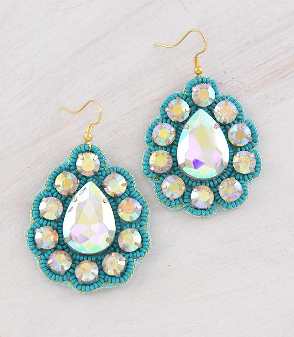 WHAT'S NEW :: Wholesale Iridescent Glass Stone Teardrop Earrings