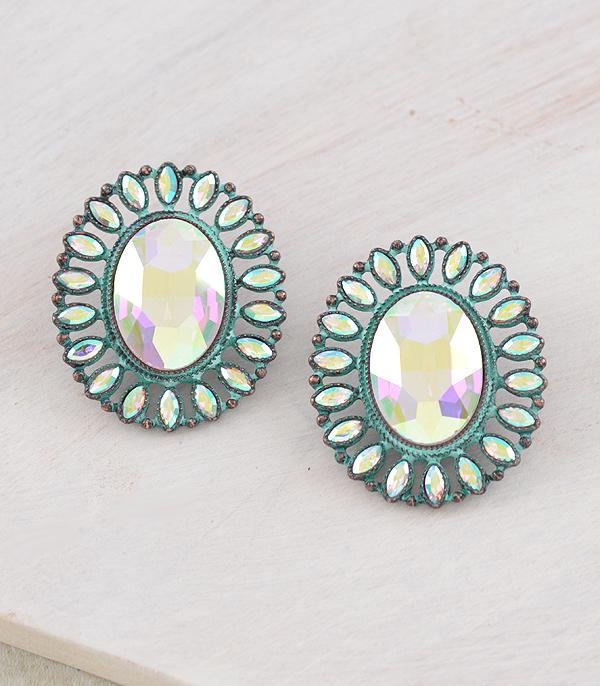 WHAT'S NEW :: Wholesale Iridescent Glass Stone Concho Earrings