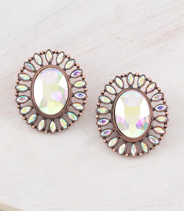 WHAT'S NEW :: Wholesale Iridescent Glass Stone Concho Earrings