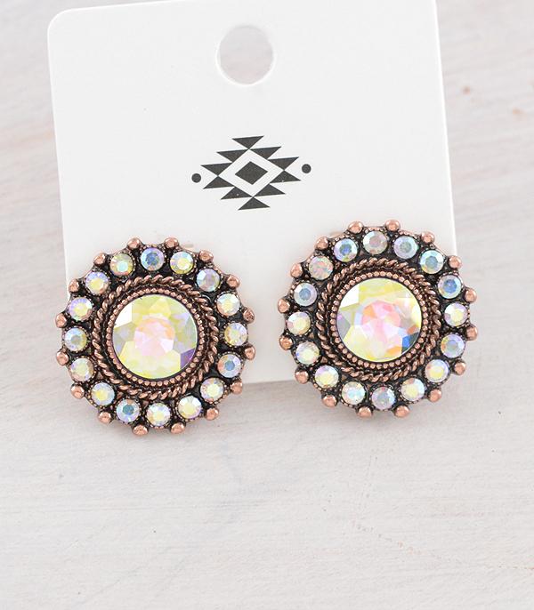 WHAT'S NEW :: Wholesale Iridescent Glass Stone Concho Earrings