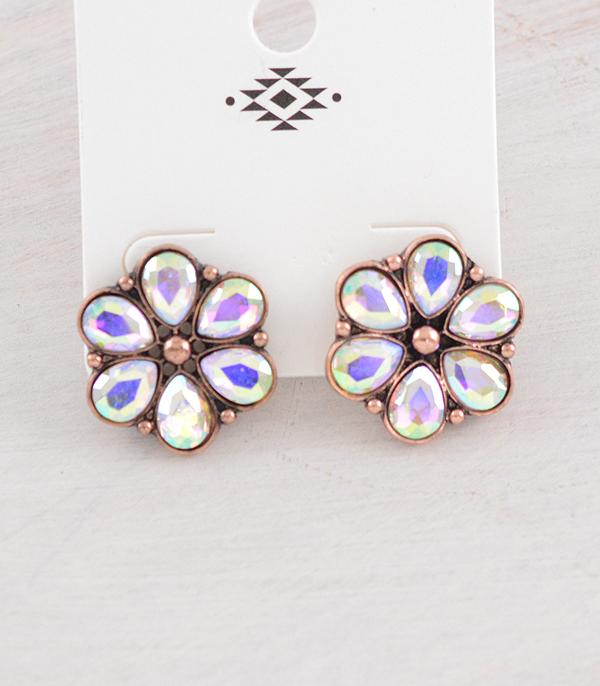 New Arrival :: Wholesale Iridescent Glass Stone Earrings