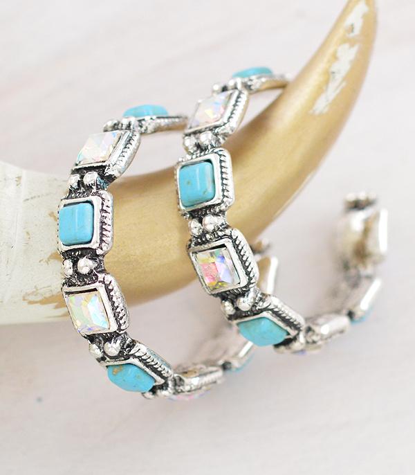 WHAT'S NEW :: Wholesale Turquoise AB Stone Hoop Earrings