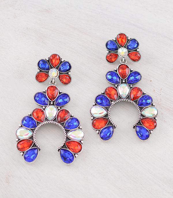 <font color=RED>RED,WHITE, AND BLUE</font> :: Wholesale Patriotic Color Squash Blossom Earrings