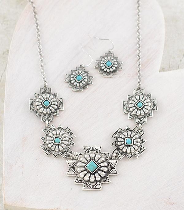 NECKLACES :: WESTERN TREND :: Wholesale Western Turquoise Concho Necklace Set
