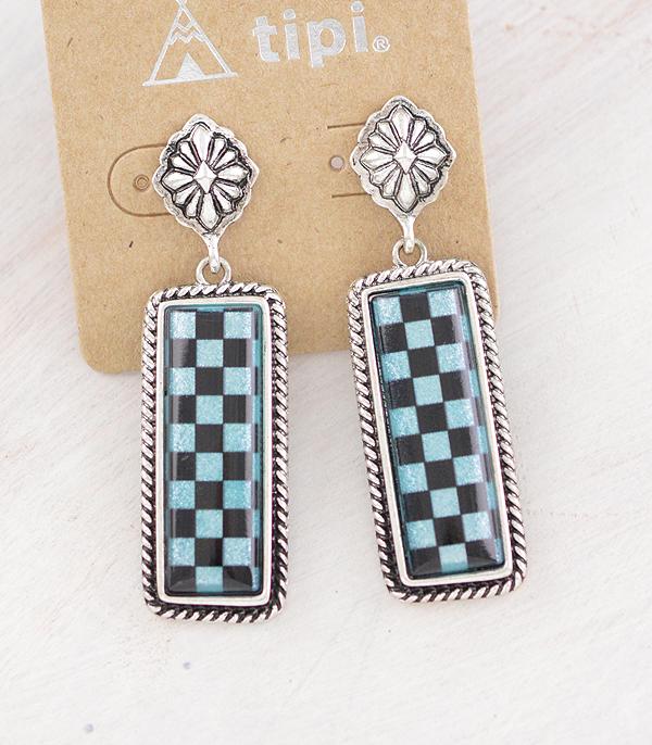WHAT'S NEW :: Wholesale Concho Checkered Earrings
