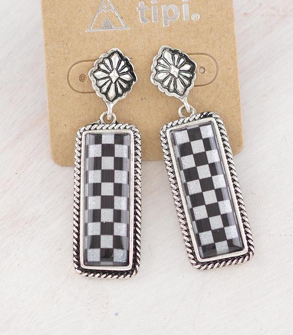 New Arrival :: Wholesale Concho Checkered Earrings