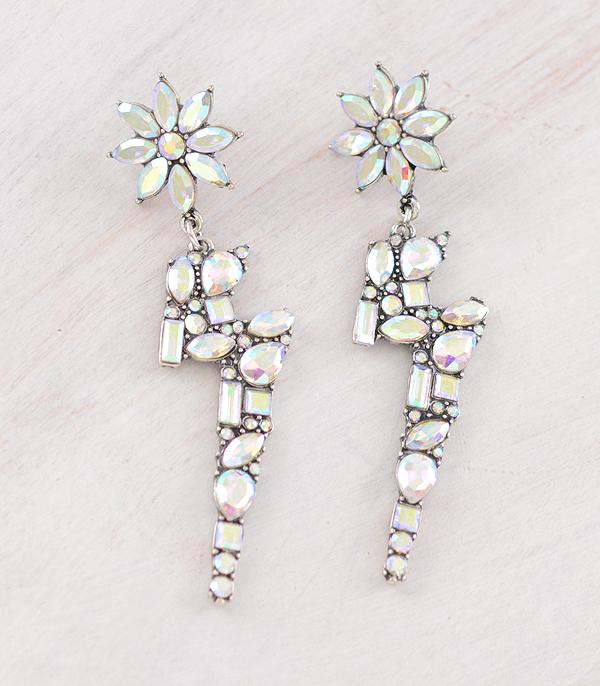 New Arrival :: Wholesale Western AB Glass Stone Bolt Earrings