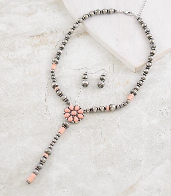 NECKLACES :: WESTERN TREND :: Wholesale Navajo Pearl Stone Lariat Necklace
