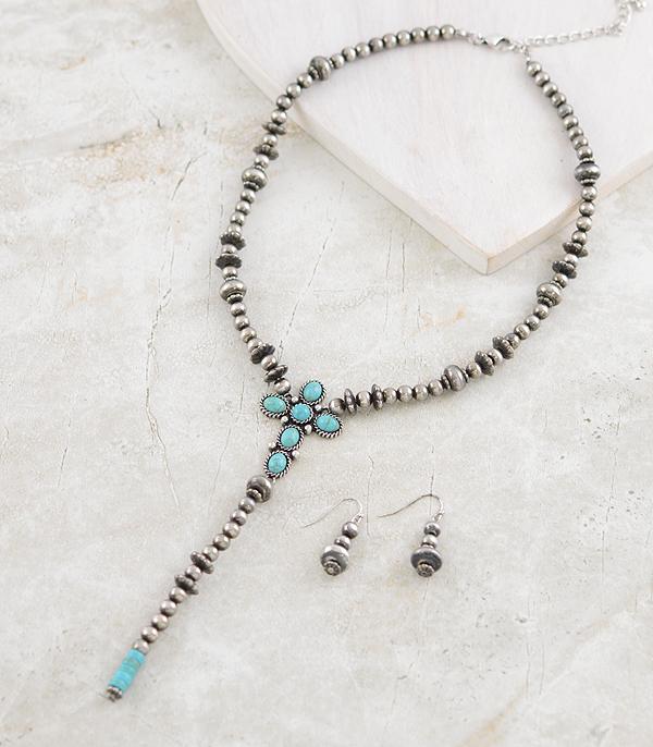 NECKLACES :: WESTERN TREND :: Wholesale Navajo Pearl Cross Lariat Necklace