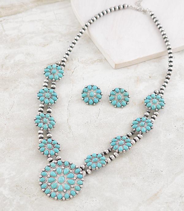 New Arrival :: Wholesale Western Turquoise Concho Necklace Set
