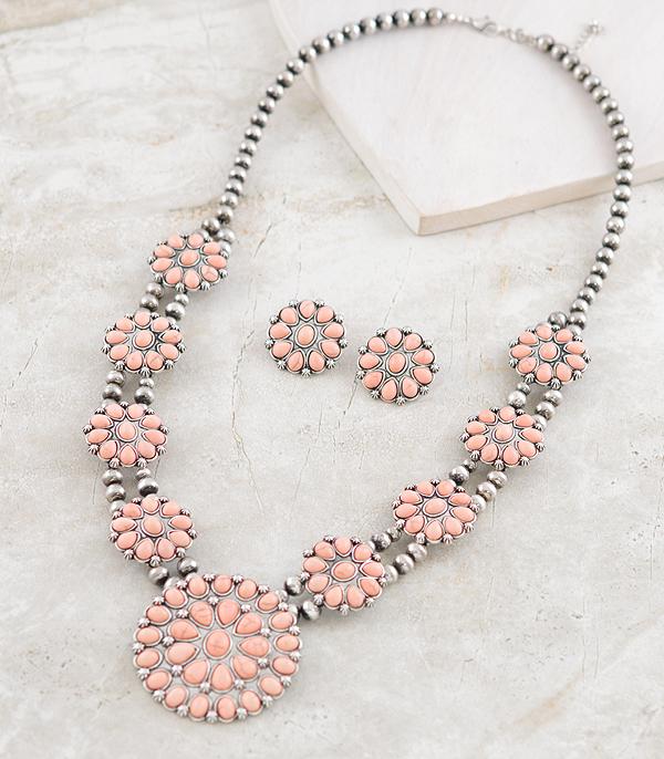 WHAT'S NEW :: Wholesale Peach Stone Concho Necklace Set