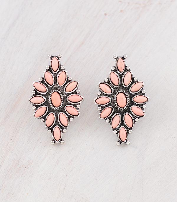 WHAT'S NEW :: Wholesale Western Peach Stone Concho Earrings