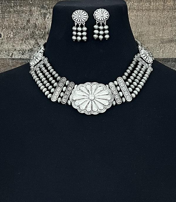 NECKLACES :: WESTERN TREND :: Wholesale Western Concho Navajo Pearl Necklace Set