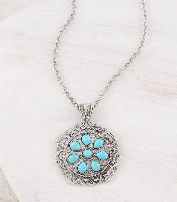 New Arrival :: Wholesale Western Turquoise Pendant Necklace 