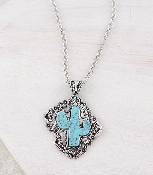 WHAT'S NEW :: Wholesale Western Turquoise Cactus Pendant Necklac