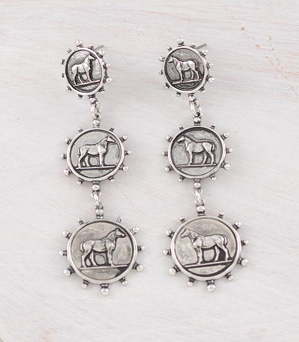 WHAT'S NEW :: Wholesale Western Horse Concho Drop Earrings