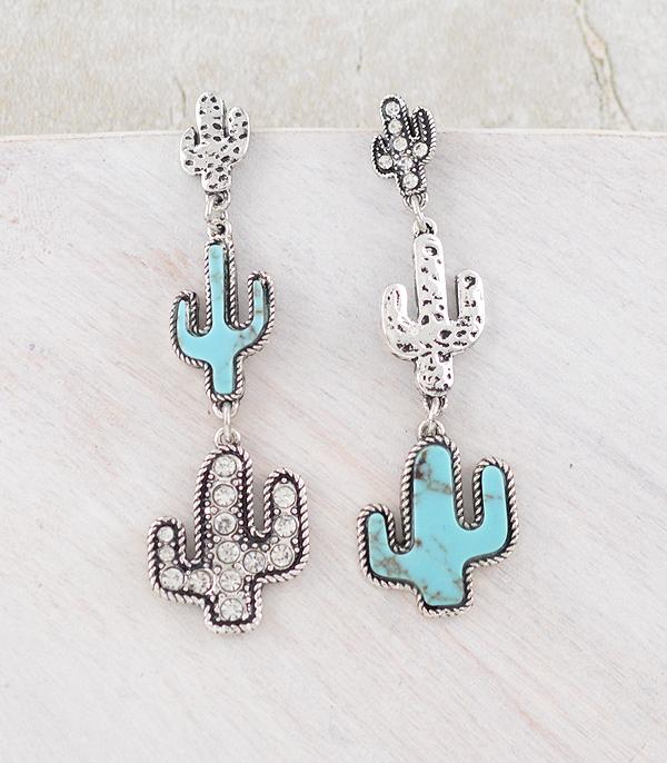 New Arrival :: Wholesale Western Cactus Drop Earrings