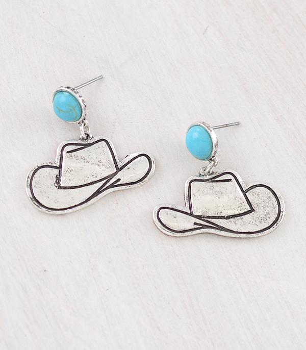 EARRINGS :: WESTERN POST EARRINGS :: Wholesale Western Cowboy Hat Dangle Earrings
