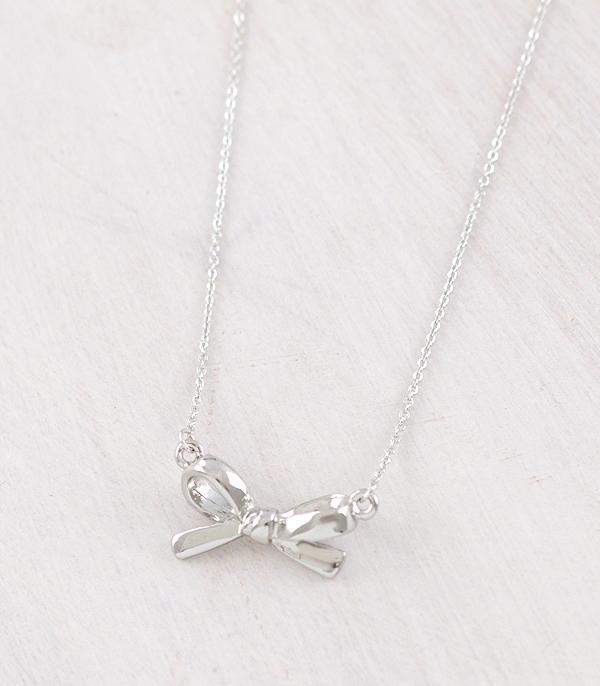 NECKLACES :: TRENDY :: Wholesale Silver Bow Necklace