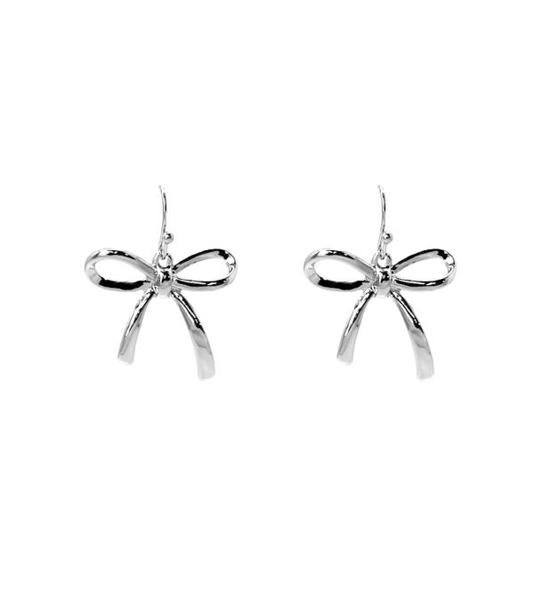 New Arrival :: Wholesale Silver Bow Dangle Earrings