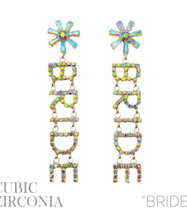 New Arrival :: Wholesale Iridescent Stone Bride Earrings