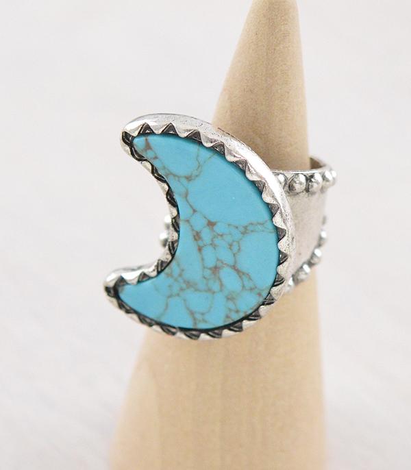 New Arrival :: Wholesale Western Turquoise Moon Cuff Ring