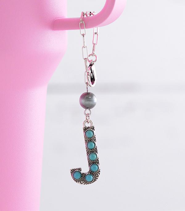 INITIAL JEWELRY :: GIFT ITEM :: Wholesale Western Turquoise Initial Tumbler Charm