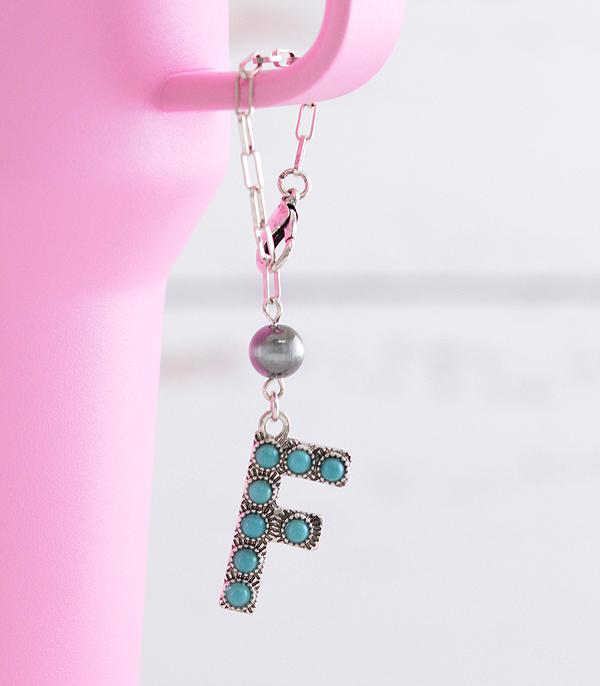 WHAT'S NEW :: Wholesale Western Turquoise Initial Tumbler Charm