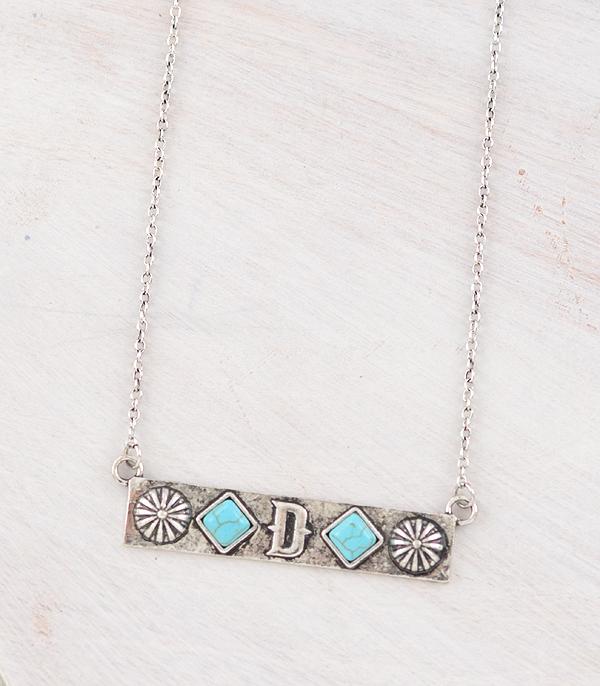 INITIAL JEWELRY :: NECKLACES | RINGS :: Wholesale Western Initial Bar Necklace
