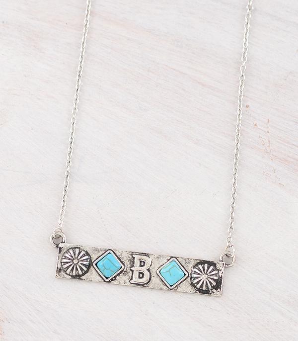 INITIAL JEWELRY :: NECKLACES | RINGS :: Wholesale Western Initial Bar Necklace